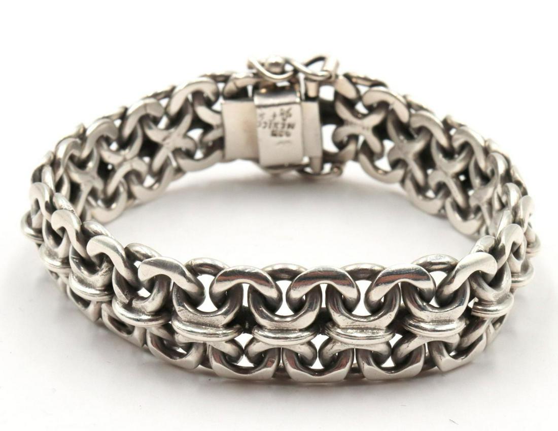 Heavy Mexican Sterling Silver Bracelet (1 of 2)