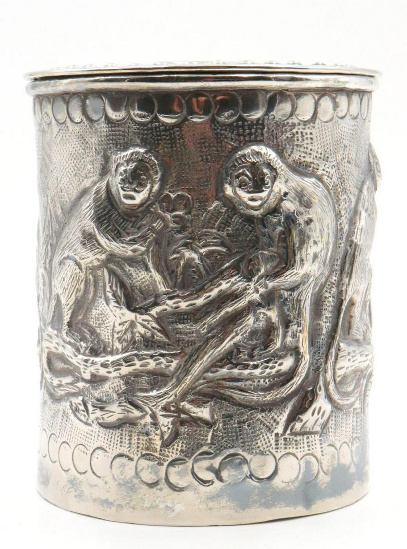 Vintage Silver Plated Monkey Motif Jar (1 of 4)