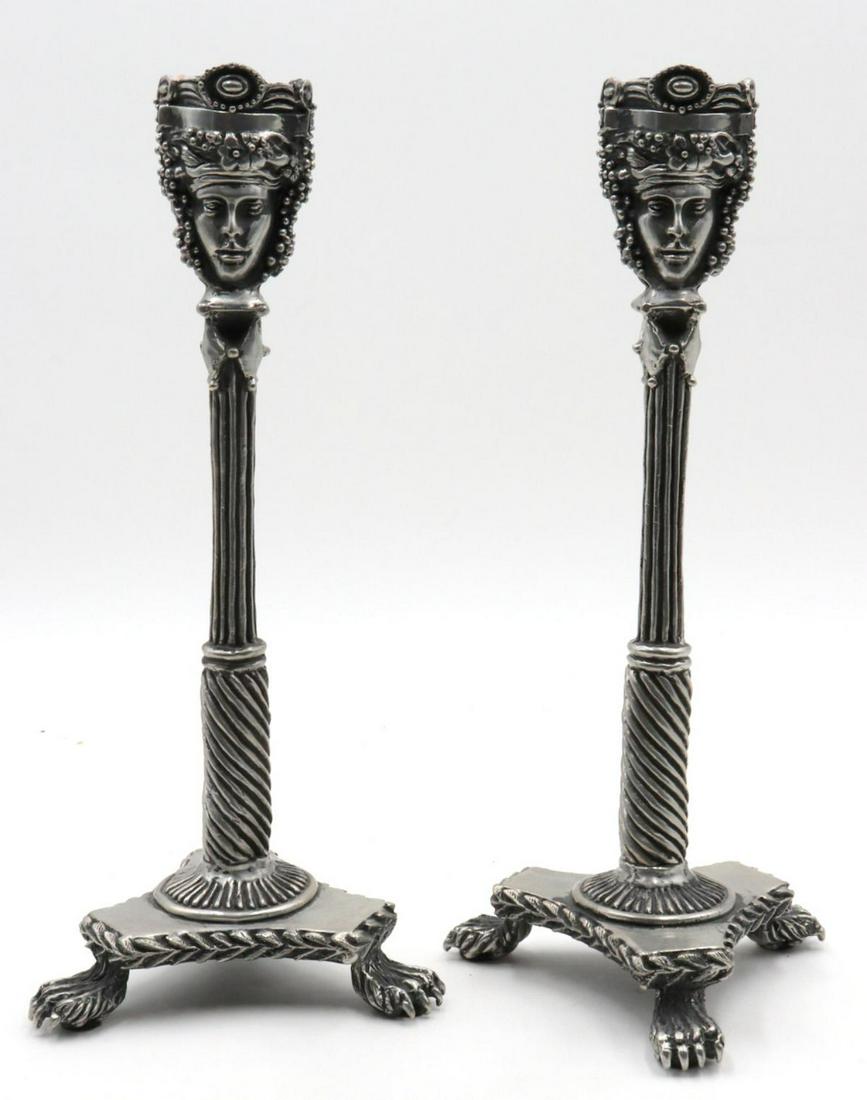 Pair of Figural Pewter Candle Sticks (1 of 3)