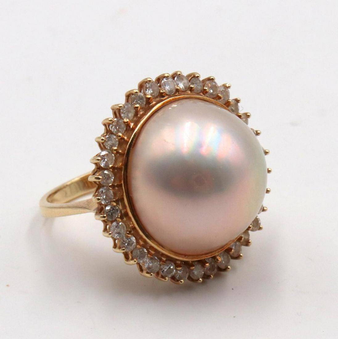 14Kt Mabe Pearl & Diamond Ring (1 of 3)