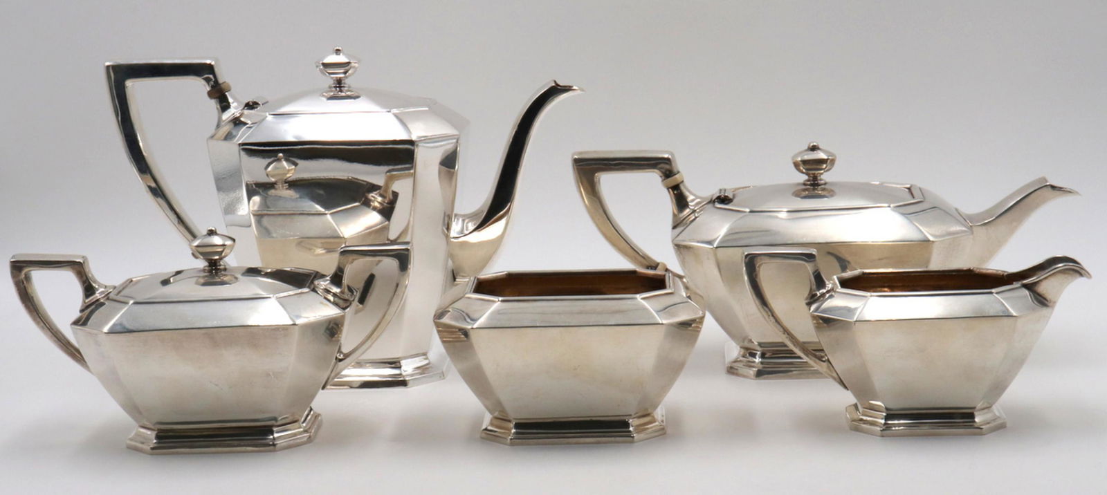 5 Pc. Gorham "Fairfax" Sterling Silver Tea Set (1 of 7)