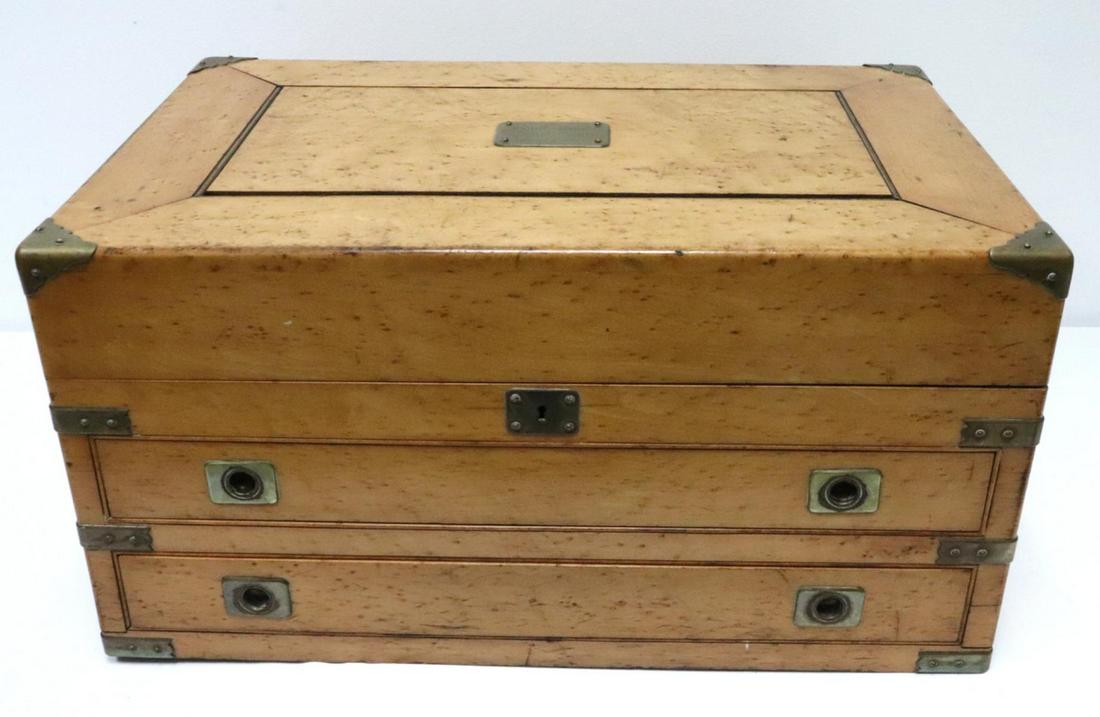 Antique Birdseye Wooden Flatware/Cutlery Chest (1 of 6)