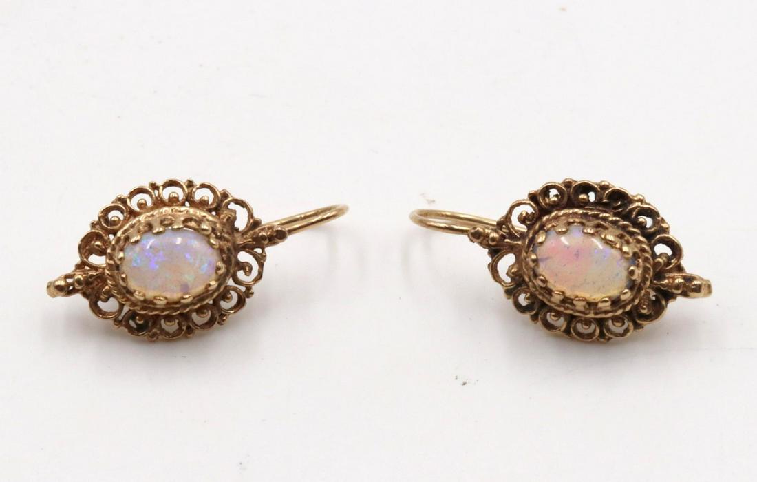Vintage 14Kt Filigree Opal Earrings (1 of 2)