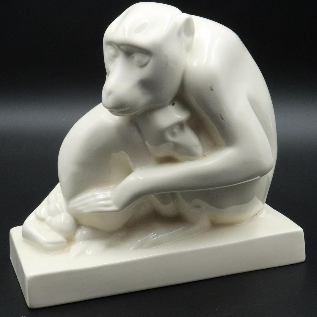 Wedgwood Monkey Porcelain Figure: Wedgwood Monkey Porcelain Figure. Measures approx. - 7" high x 7 1/4" long.