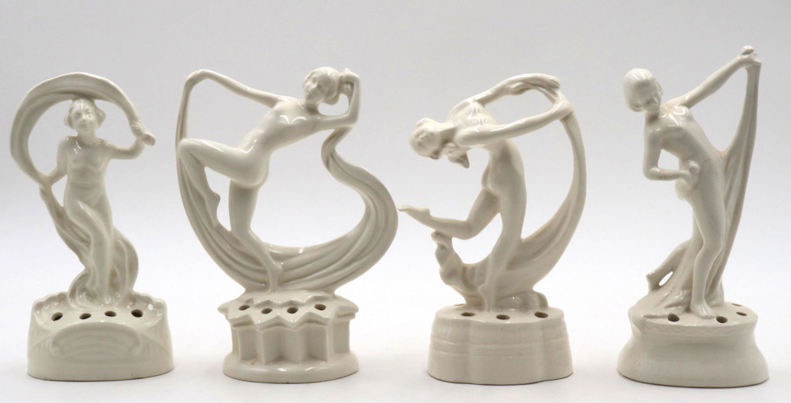 Lot of Four Vintage Pottery Flower Frogs (1 of 3)