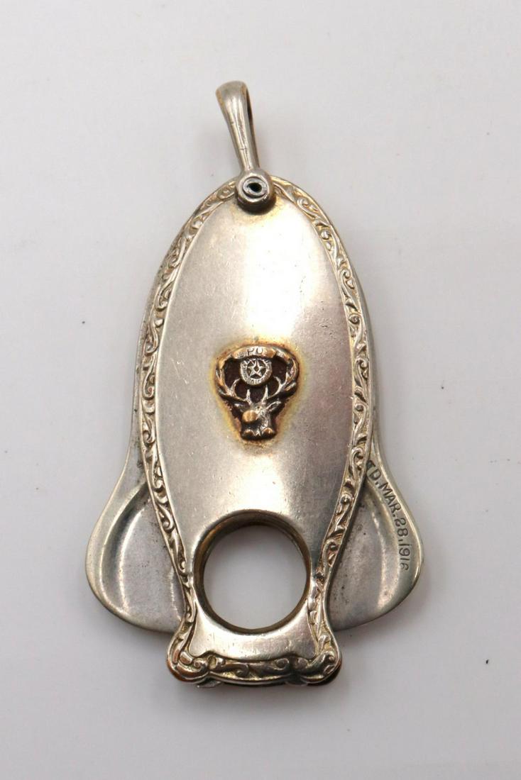Antique 1916 Silver Cigar Cutter Chain Fob: Antique 1916 Silver Cigar Cutter Chain Fob.