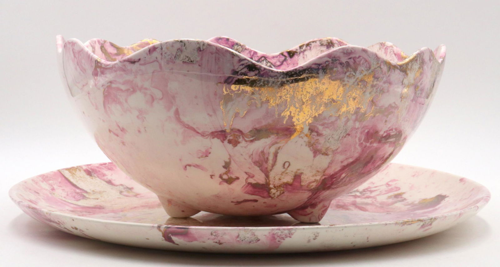 Sascha Brastoff California Pottery Bowl & Underplate (1 of 3)