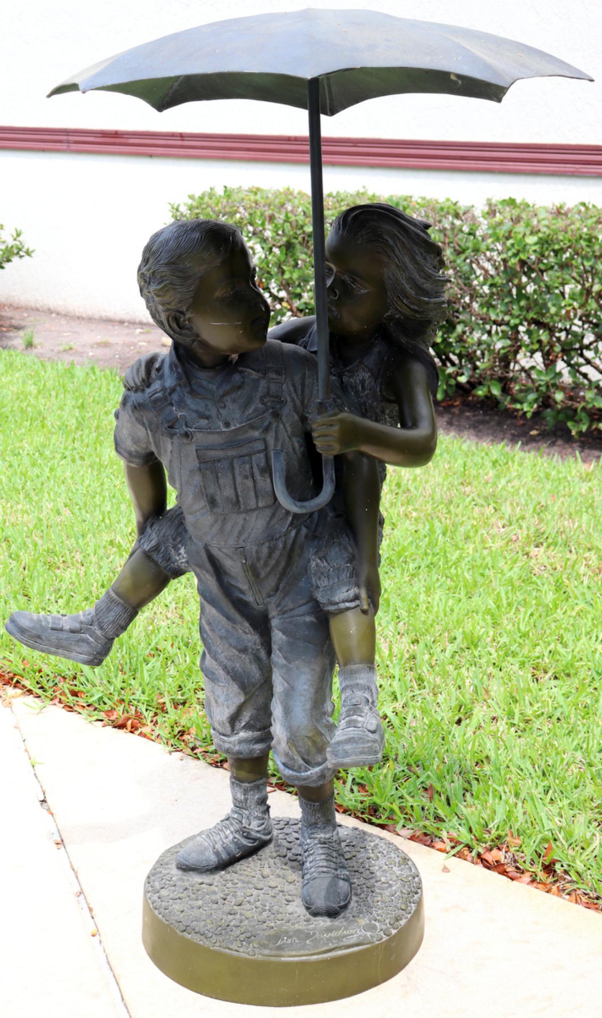 Jim Davidson "Children in the Rain" Life Size Bronze Sculpture (1 of 7)