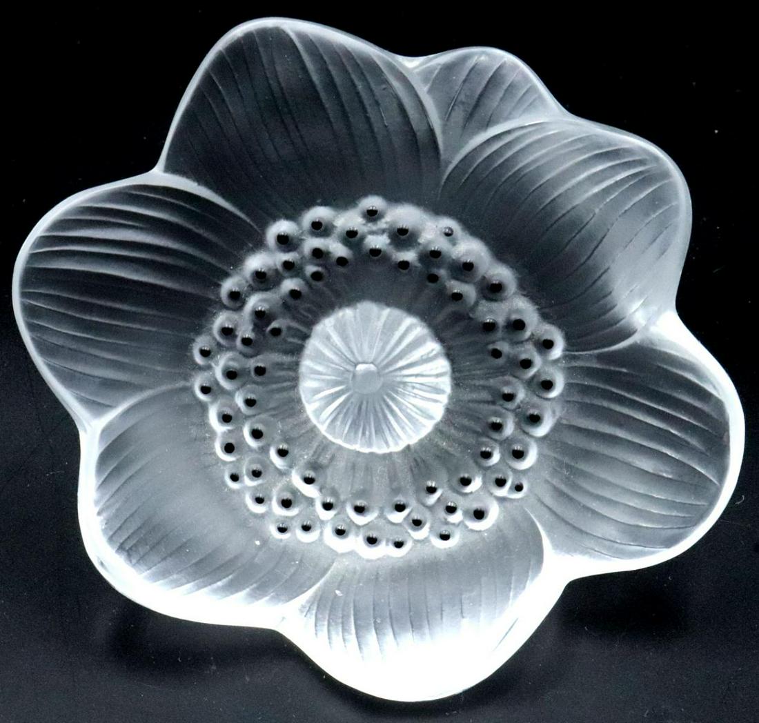 Lalique "Anemone" Crystal Flower Paperweight (1 of 2)
