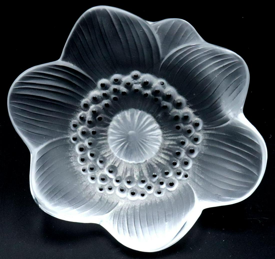 Lalique "Anemone" Crystal Flower Paperweight (1 of 2)