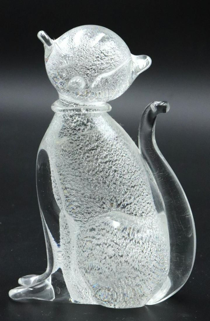 Italian Murano Art Glass Cat: Italian Murano Art Glass Cat. Measures approx. - 4" high.