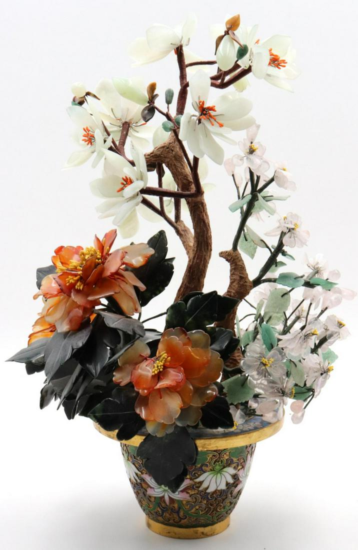 Vintage Chinese Jade & Cloisonne Flower Pot (1 of 3)