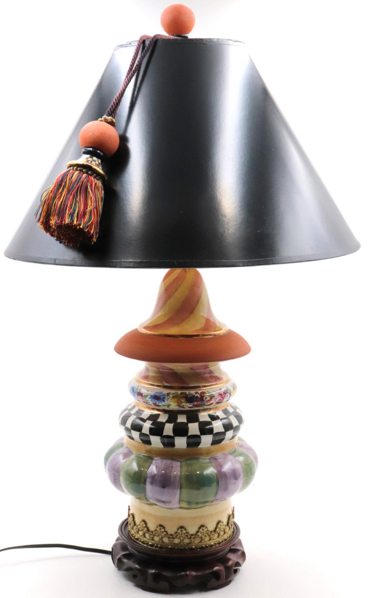 MacKenzie Childs Lighthouse Majolica Lamp: MacKenzie Childs Lighthouse Majolica Lamp. Measures approx. - 28" high x 17" diameter.