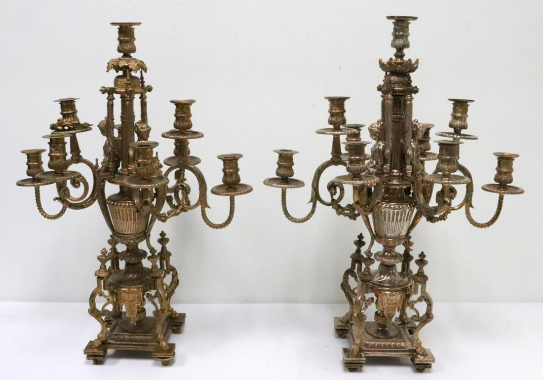 Antique French 9-Arm Bronze Candelabras (1 of 7)