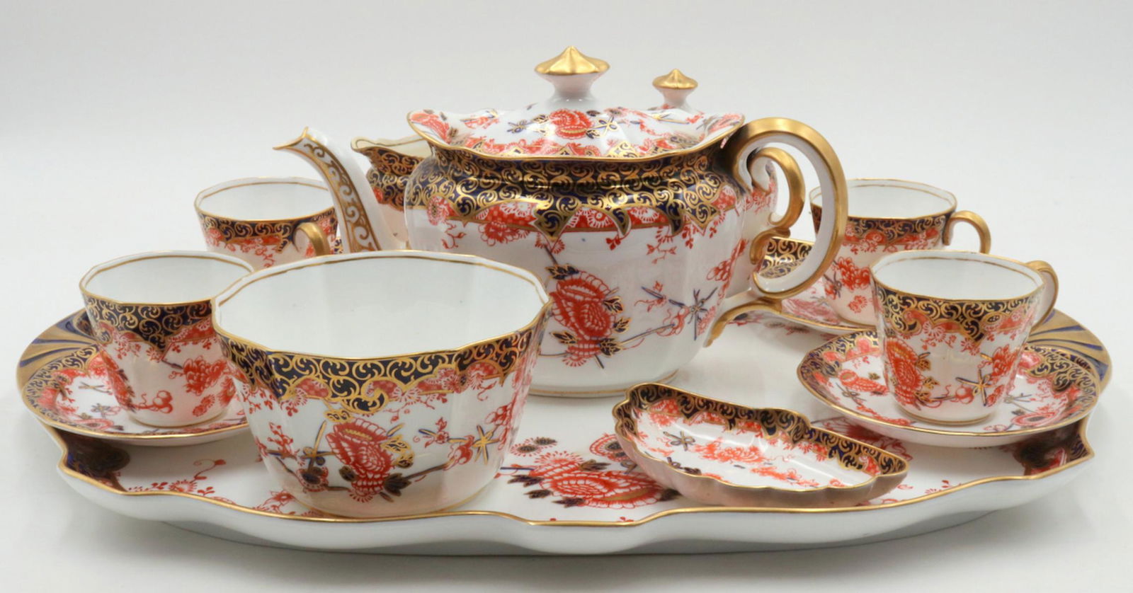 Antique Royal Crown Derby Porcelain Tea Set (1 of 5)
