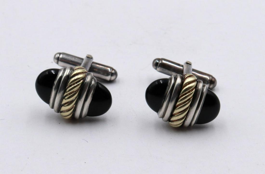 David Yurman 14Kt & Sterling Onyx Cufflinks (1 of 2)