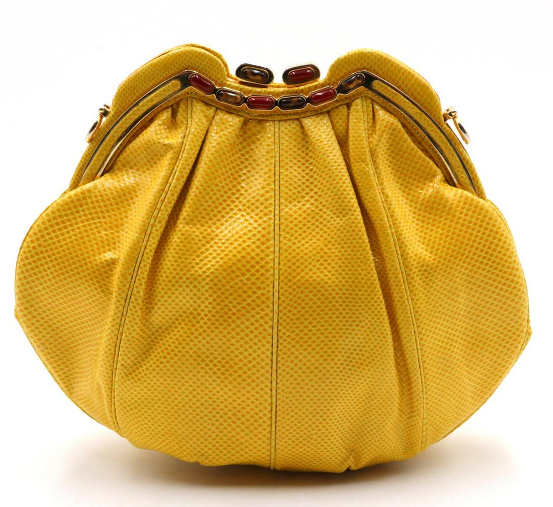 Vintage Judith Leiber Yellow Karung Purse (1 of 5)