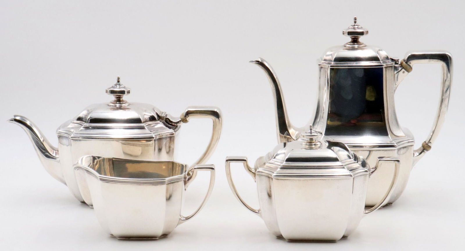 4 Pc. Tiffany & Co. "Hampton" Sterling Tea Set (1 of 6)