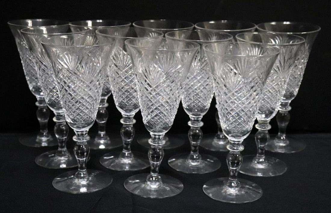 12 Pc. Hawkes "Strawberry, Diamond & Fan" Crystal Water Goblets: 12 Pc. Hawkes "Strawberry, Diamond & Fan" Crystal Water Goblets. Measures approx. - 7" high x 3 1/2" diameter.