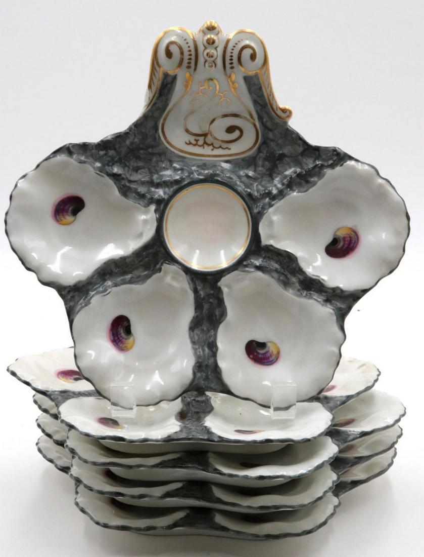 Antique J.W. Boteler Porcelain Oyster Serving Dishes: 5 Pc. Antique J.W. Boteler Porcelain Oyster Serving Dishes. Measures approx. - 9" wide.