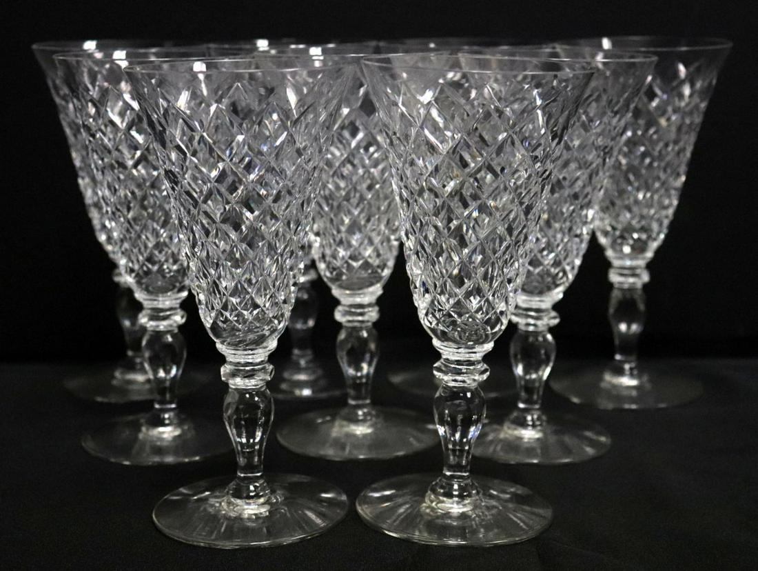 9 Pc. Hawkes "Delft Diamond" Crystal Water Goblets: 9 Pc. Hawkes "Delft Diamond" Crystal Water Goblets. Measures approx. - 7" high x 3 1/2" diameter.