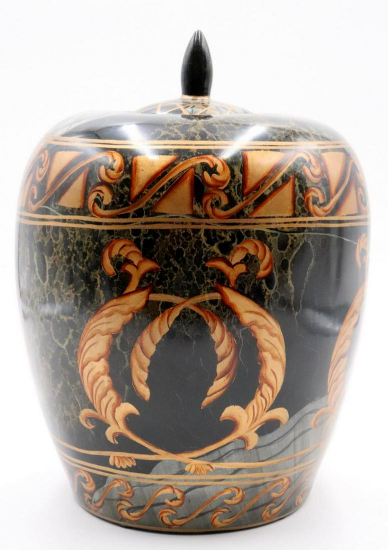 Maitland Smith Hand Painted Covered Vase (1 of 4)