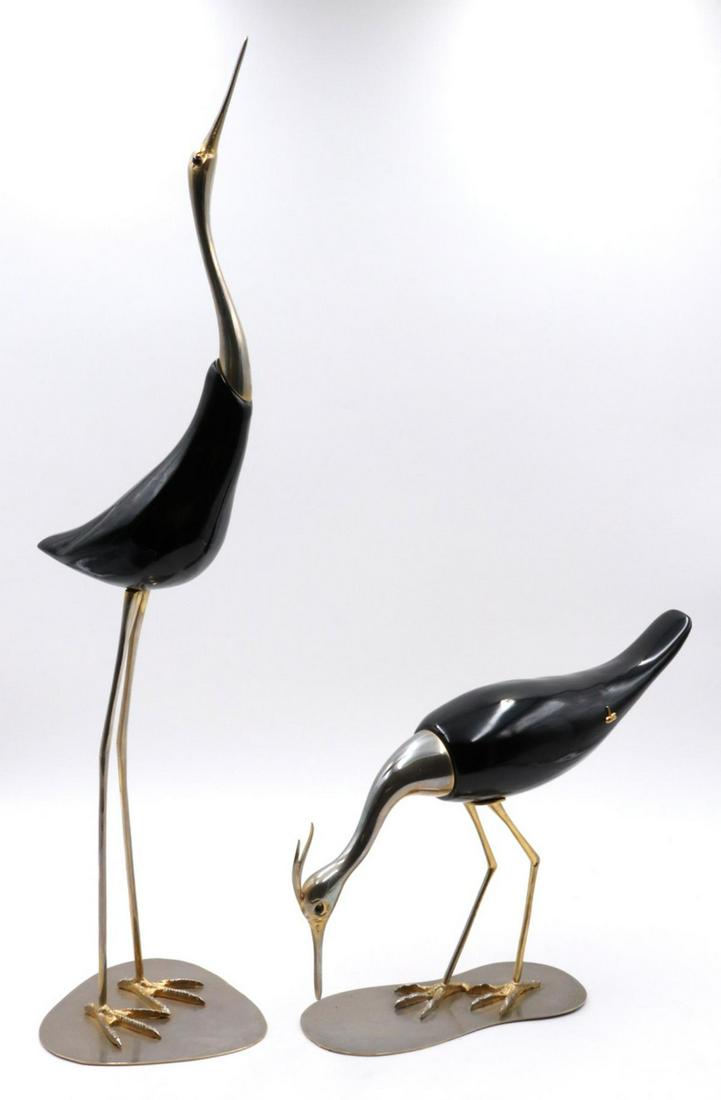 Pair of De Stijl Italian Bird Sculptures: Pair of De Stijl Italian Bird Sculptures. Measures approx. small bird - 11" high x 13" wide. Large bird - 26 1/4" high x 6 1/2" wide (missing one eye).