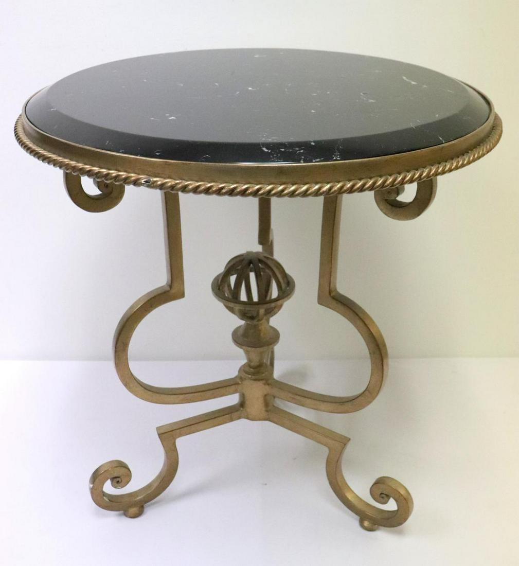 Contemporary Black Marble Top Table: Contemporary Black Marble Top Table. Measures approx. - 24" high x 23" diameter.