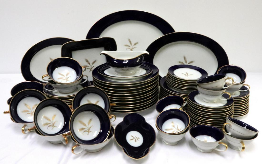 101 Pc. Rosenthal "Dignity" China Set: 101 Pc. Rosenthal "Dignity" China Set. Cobalt blue border. Service for 12, this set contains 12 dinner plates, 12 salad plates, 24 bread and butter plates, 11 tea cups, 12 saucers, 12 soup cups, 12 so