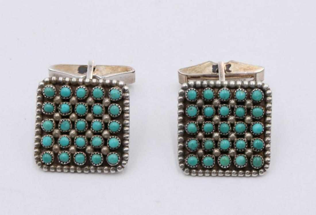 Sterling Silver & Turquoise Cufflinks (1 of 2)