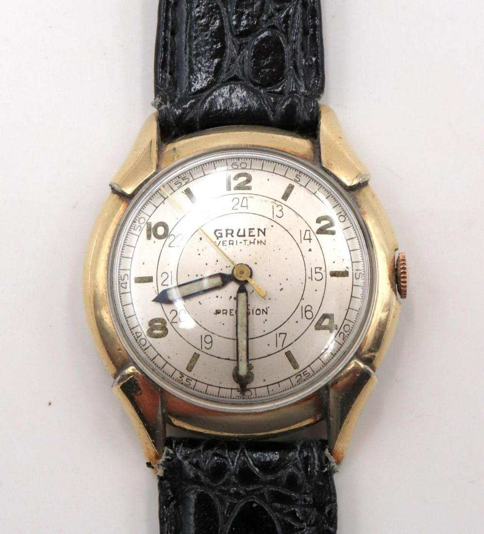 GRUEN VERI-THIN PRECISION 1940'S Cal.405 17Jewels 10金張り アンティーク ビンテージ ウォッチ スイス製 手巻き メンズ 腕時計 Gruen Pan American Mens Vintage Watch: 1940s WWII Pilot\u0027s 24-hour