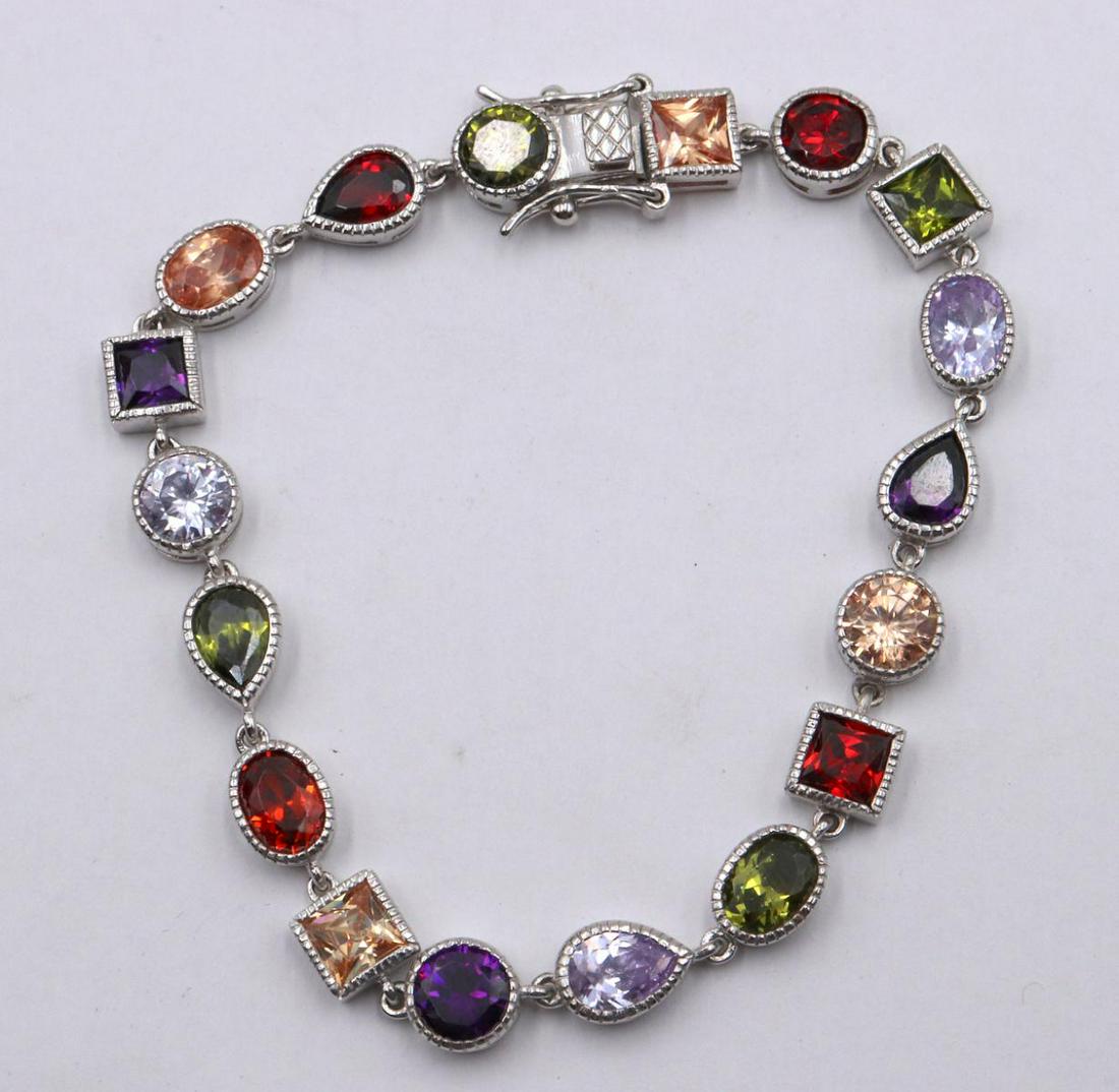 Signed PK Sterling & Semi-Precious Stone Bracelet (1 of 2)