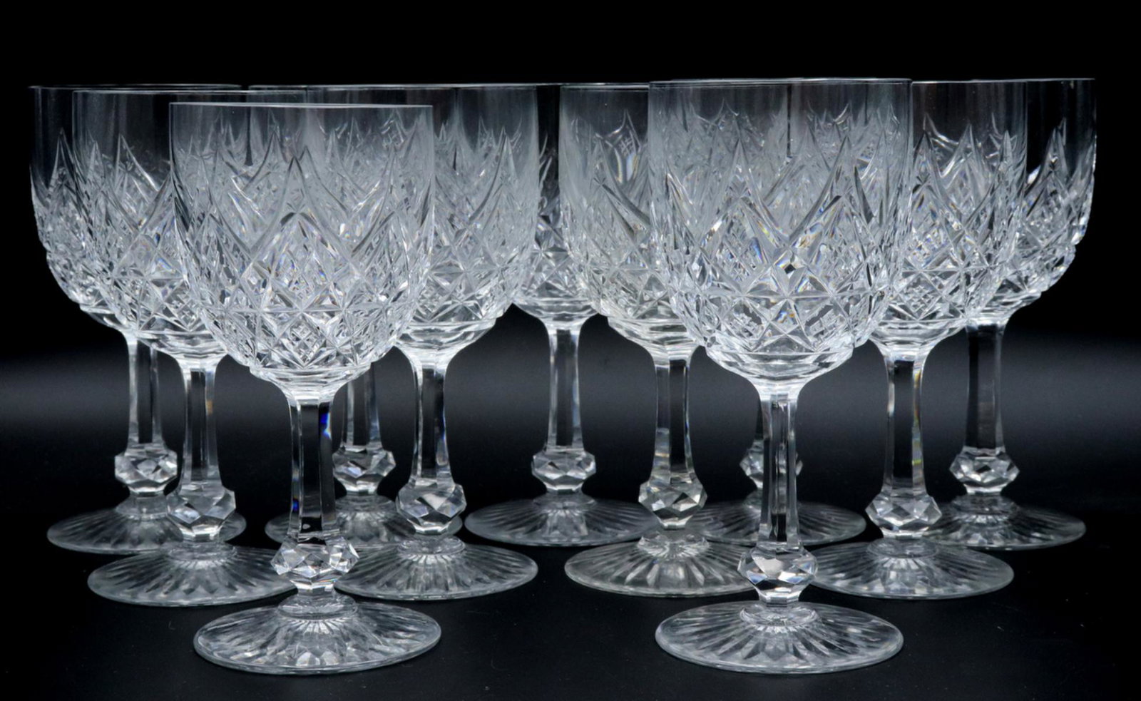 11 Pc. Baccarat "Colbert" Crystal Wine Glasses: 11 Pc. Baccarat "Colbert" Crystal Claret Wine Glasses. Measures approx. - 6" high x 2 3/4" diameter.