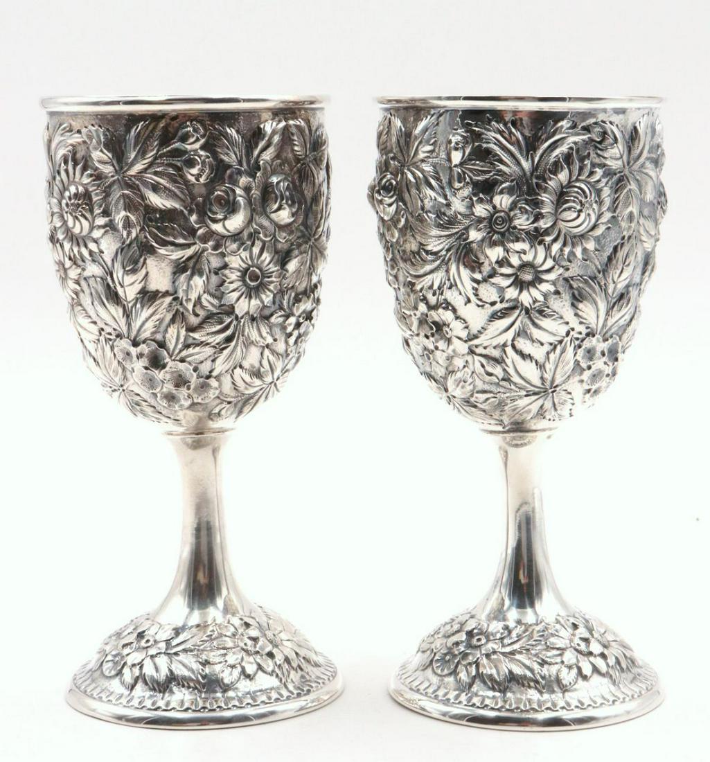 Rare Kirk & Son "Repousse" Sterling Goblets (1 of 4)