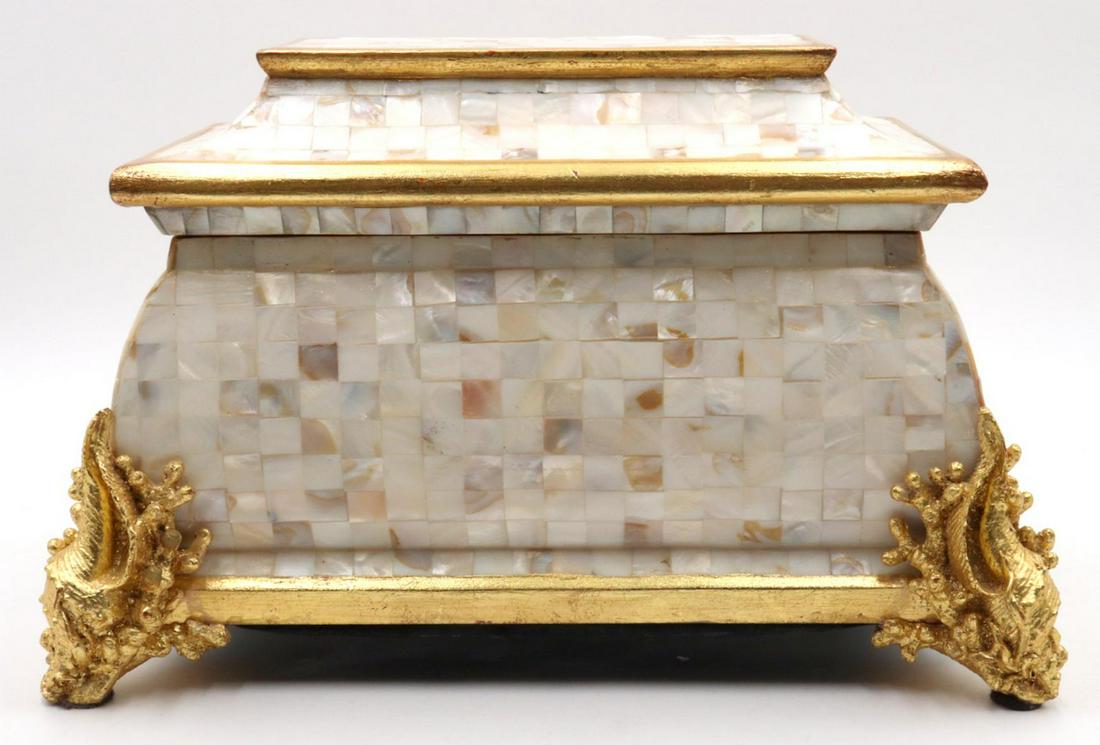 Contemporary Gilt Pained & Mother of Pearl Inlaid Box (1 of 4)