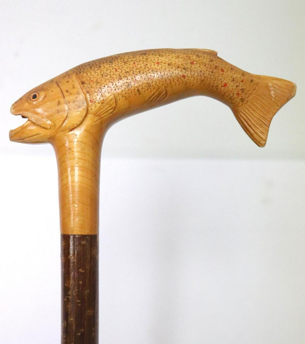 Vintage Carved Wooden Fish Cane (1 of 4)