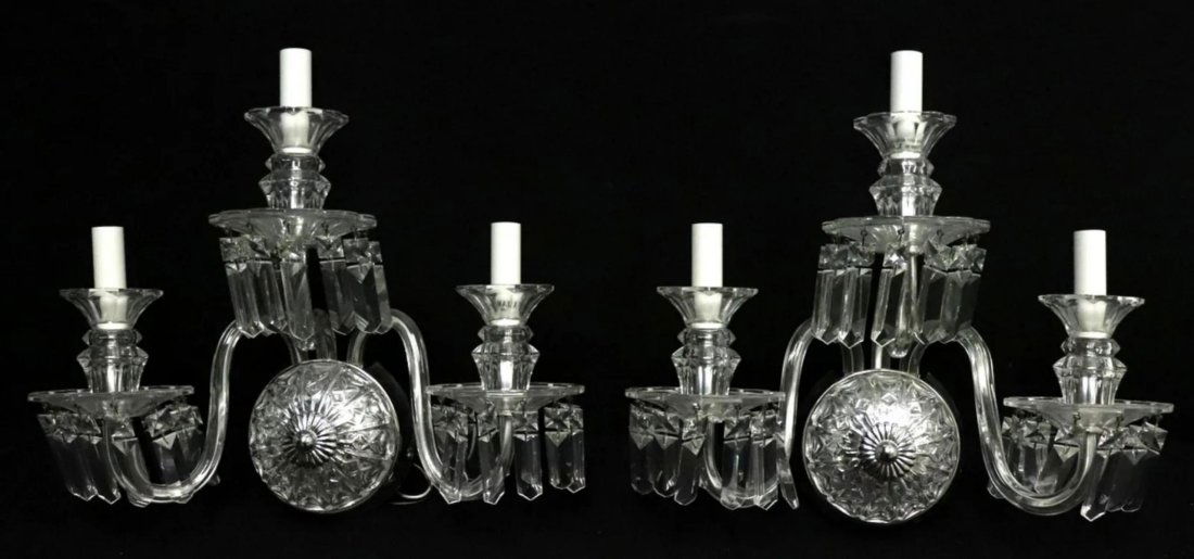 Pair of Waterford Crystal 3-Arm Wall Sconces (1 of 5)