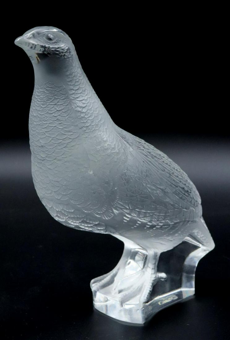 Lalique Frosted Crystal Quail Sculpture (1 of 3)