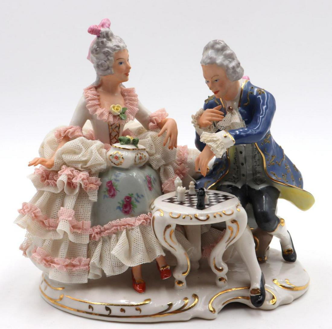 Antique Dresden Porcelain Lace Group (1 of 2)
