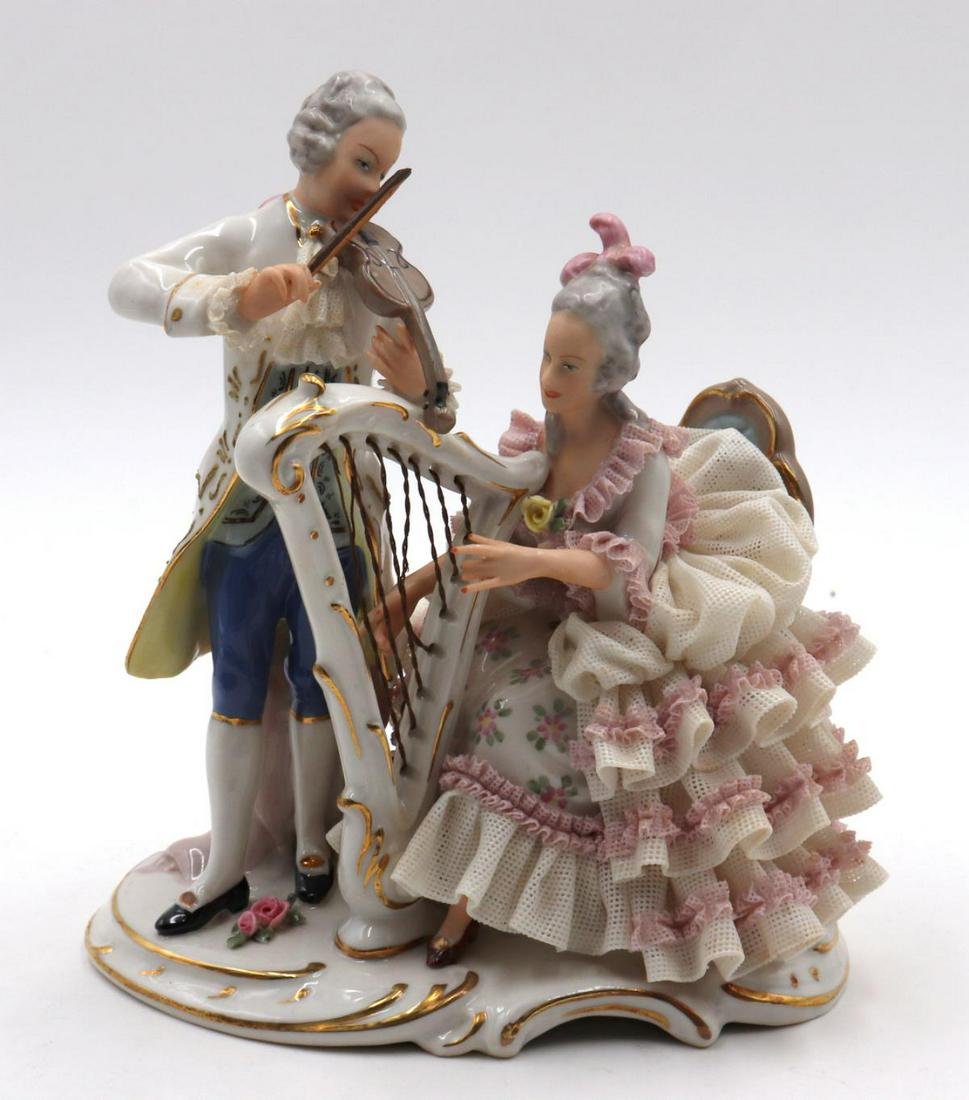 Antique Dresden Porcelain Lace Group (1 of 2)
