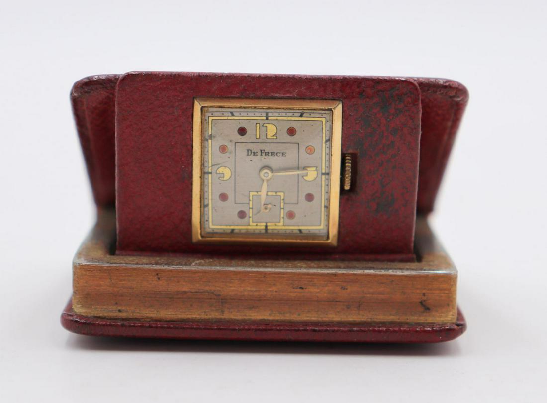 De Frece Travel Leather Book Clock (1 of 2)