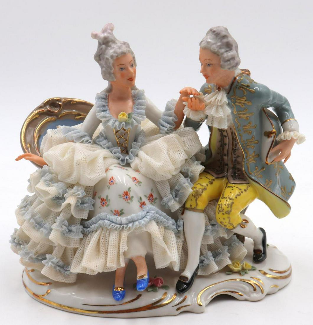 Antique Dresden Porcelain Lace Group (1 of 3)