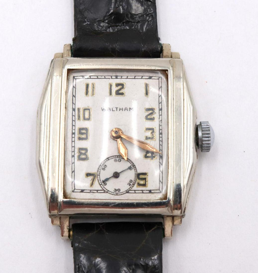 Art Deco Waltham Gold Filled Wristwatch: Art Deco Waltham White Gold Filled Wristwatch. 1925, 17 jewels, step case, gorgeous perfect dial.