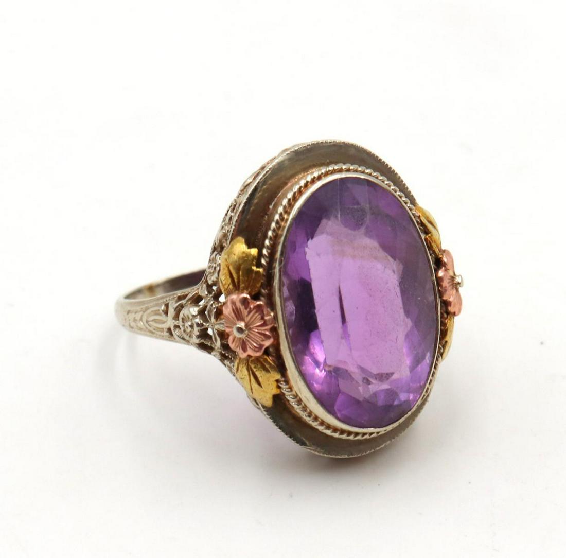 Vintage 14Kt Tri-Color & Amethyst Ring (1 of 3)