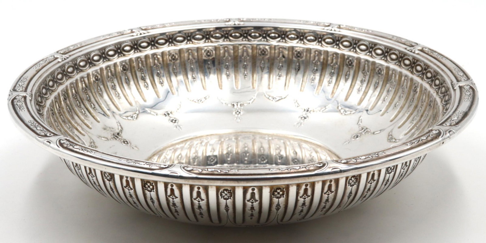 Gorham "Marie Antoinette" Sterling Silver Bowl: Gorham "Marie Antoinette" Sterling Silver Bowl. Measures approx. - 2 1/2" high x 10 1/4" diameter. Weight approx. - 14.590 troy oz.