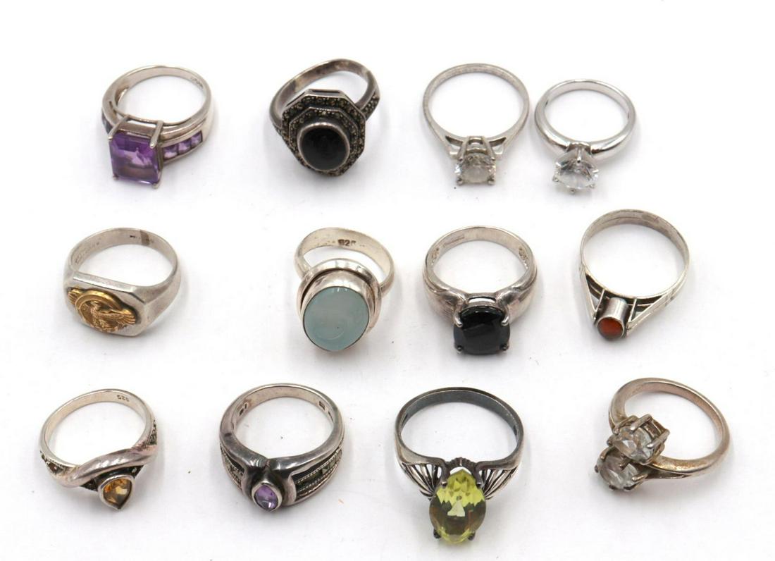 Lot of 12 Sterling Silver Rings (1 of 1)