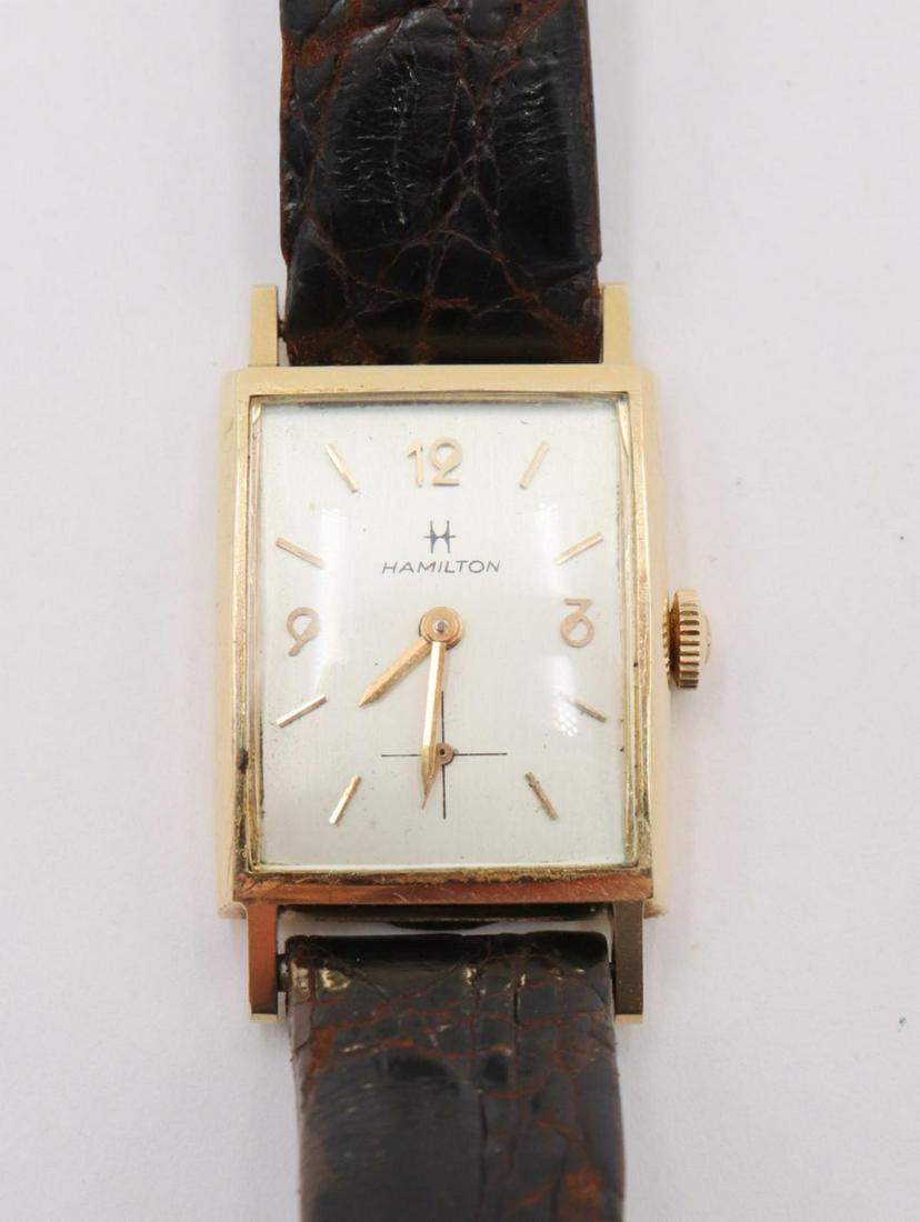 Hamilton 14Kt Wristwatch: Hamilton 14Kt Wristwatch. 770 movement, 22 jewels, dial in excellent condition, original crown, 1930's.