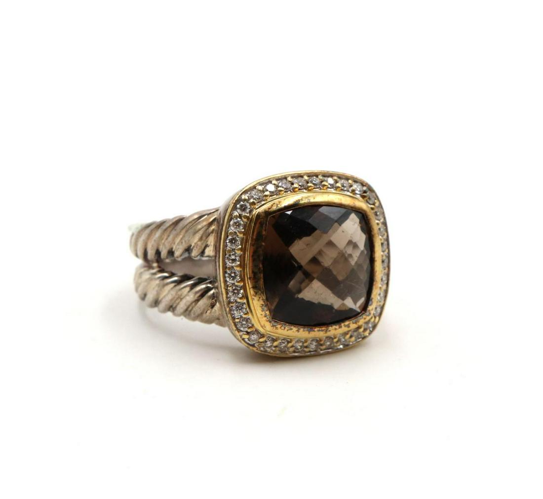 Vintage 14Kt, Sterling Brown Topaz & Diamond Ring (1 of 2)