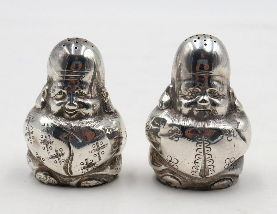 Unique Sterling Silver Salt & Pepper Shakers: Unique Sterling Silver Salt & Pepper Shakers. Measures approx. - 2" high. Weight - 39.5 grams.