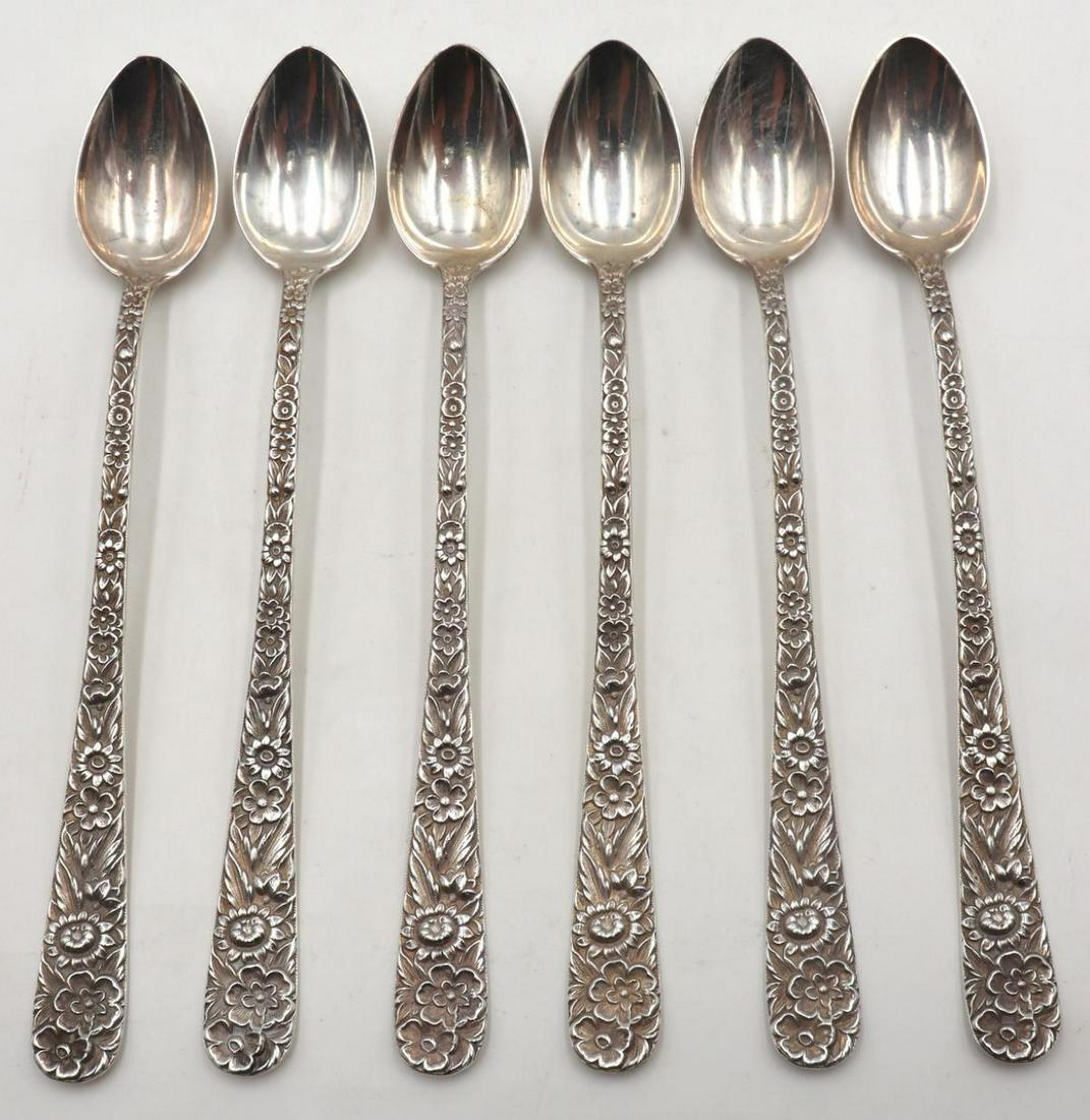 6 Pc. Kirk & Sons "Repousse" Sterling Iced Tea Spoons (1 of 3)